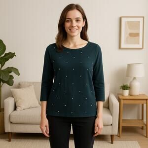 Lands End Top Embellished Flower